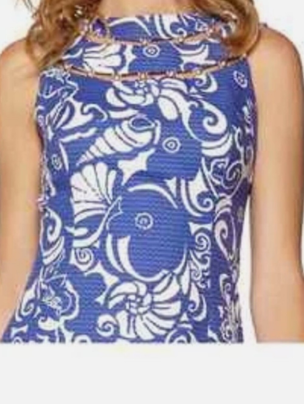 Lilly Pulitzer Lindy Blue Tide Pool Shift Mini Dress Cutout Neckline 6 - Picture 6 of 13